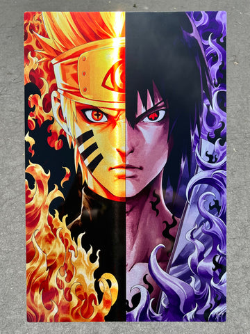 Naruto vs Sasuke Glossy Art Print 11 x 17 In Hard Plastic Sleeve
