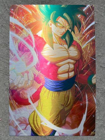 Split SSJ God Goku Painting, Framed Art Poster